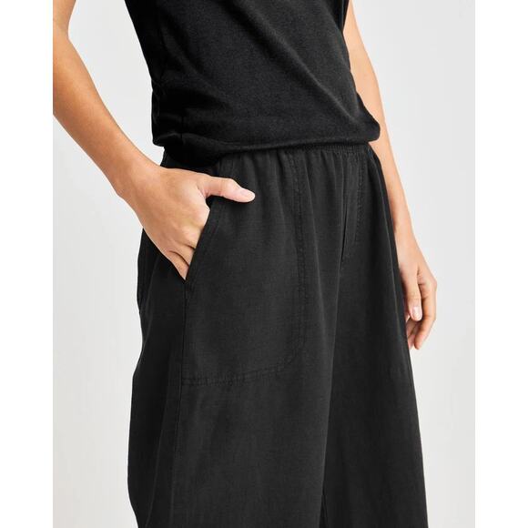 Like new $168 Splendid Angie Wide Leg Palazzo Pant Black Large Linen Blend - Picture 3 of 11